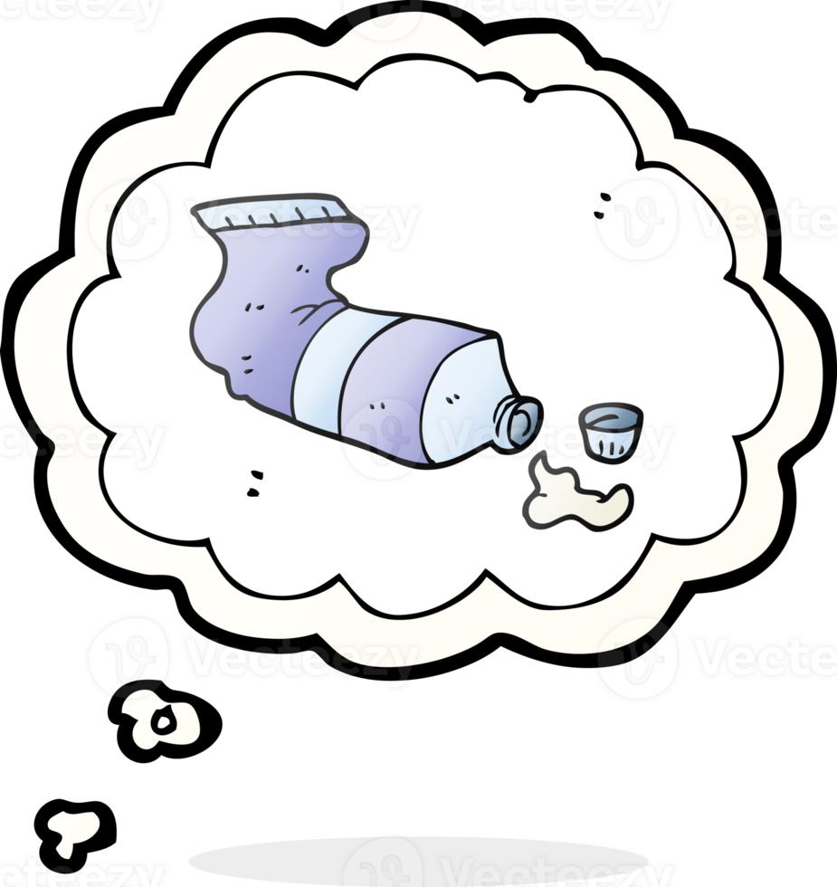 thought bubble cartoon squeezed tube of toothpaste png