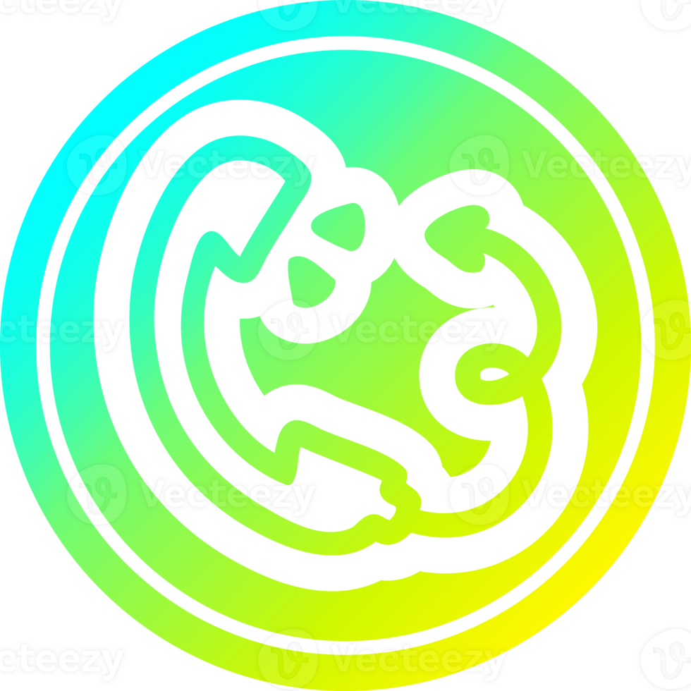 telephone handset with devil tail circular in cold gradient spectrum png