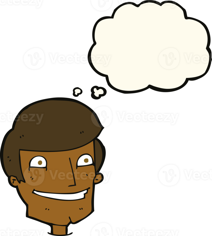 cartoon grinning man with thought bubble png