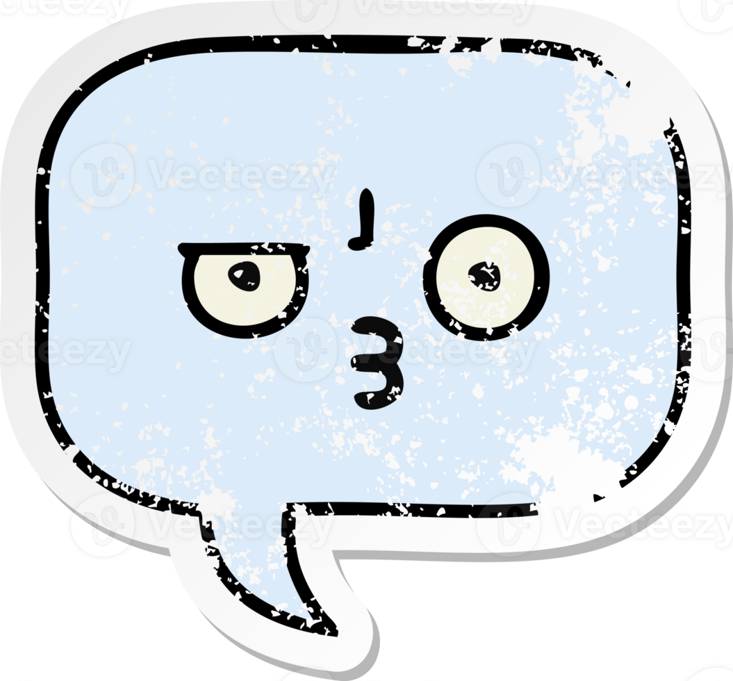 distressed sticker of a cute cartoon speech bubble png
