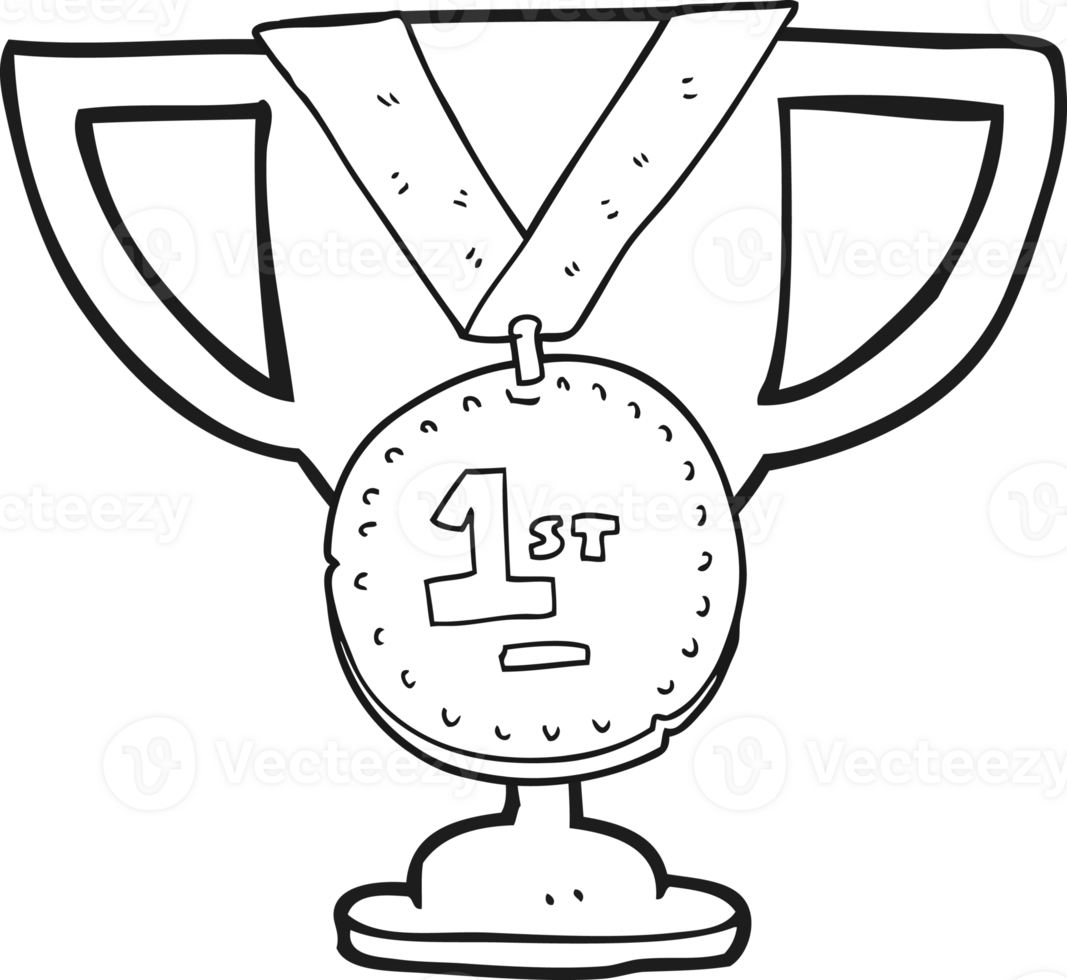 black and white cartoon sports trophy png