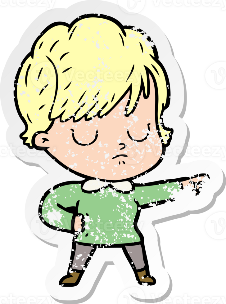 distressed sticker of a cartoon woman png