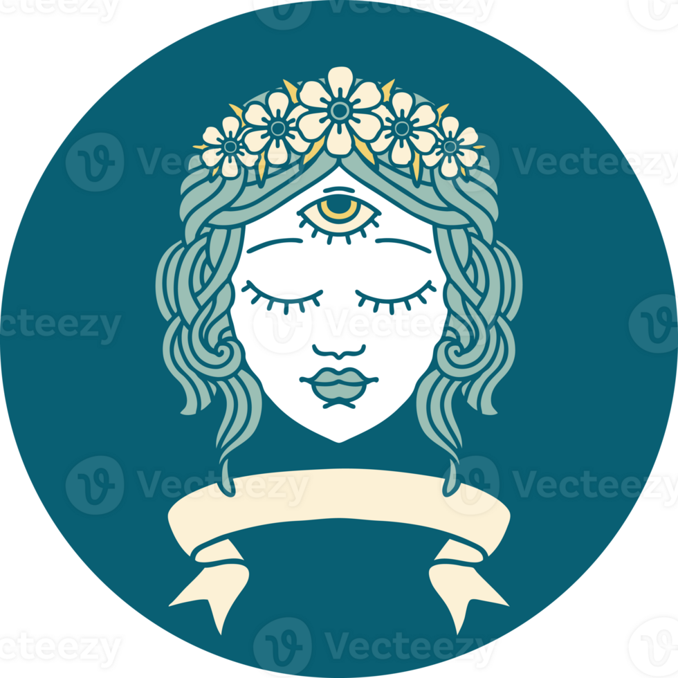 icon with banner of female face png