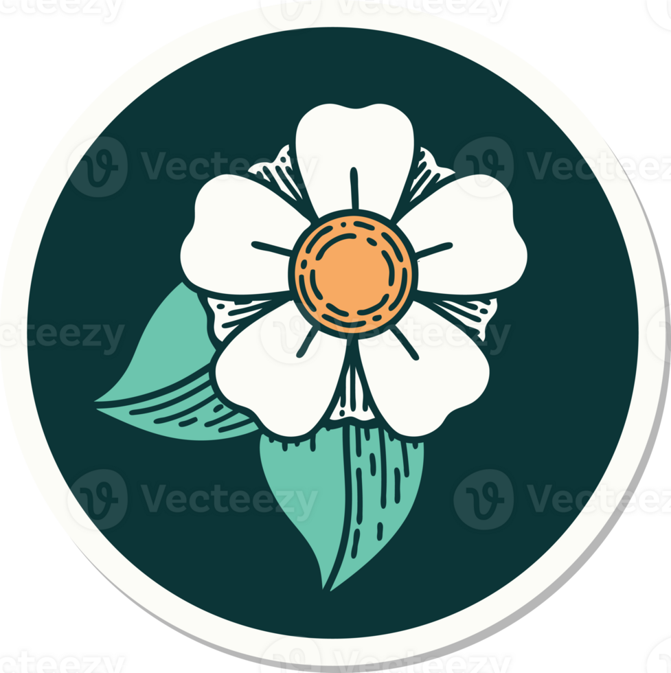 tattoo style sticker of a flower png