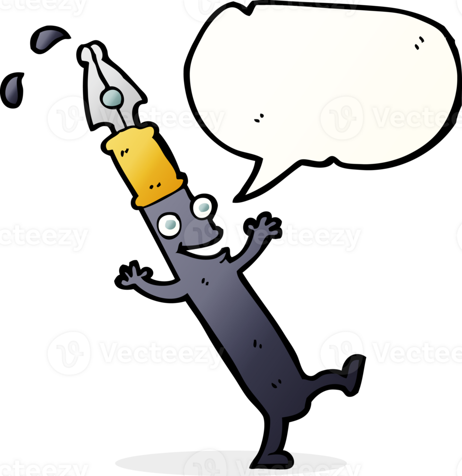cartoon pen character with speech bubble png