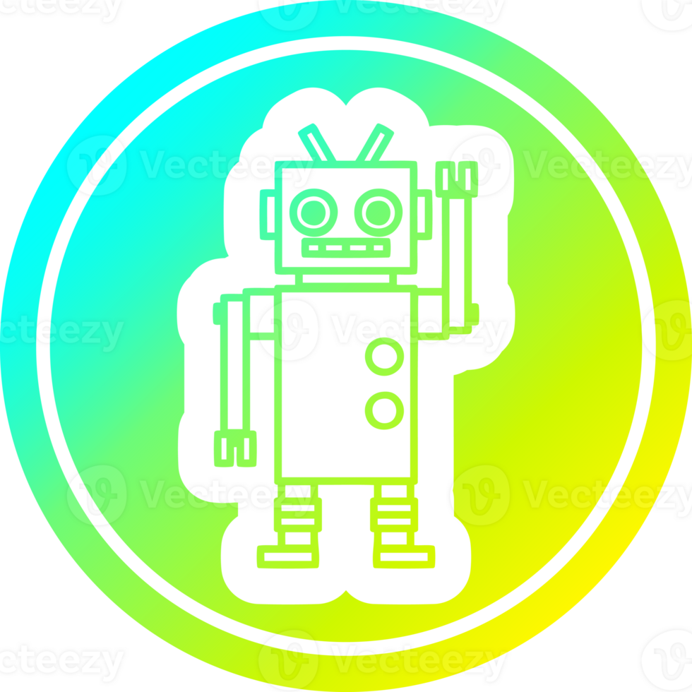 dancing robot circular in cold gradient spectrum png
