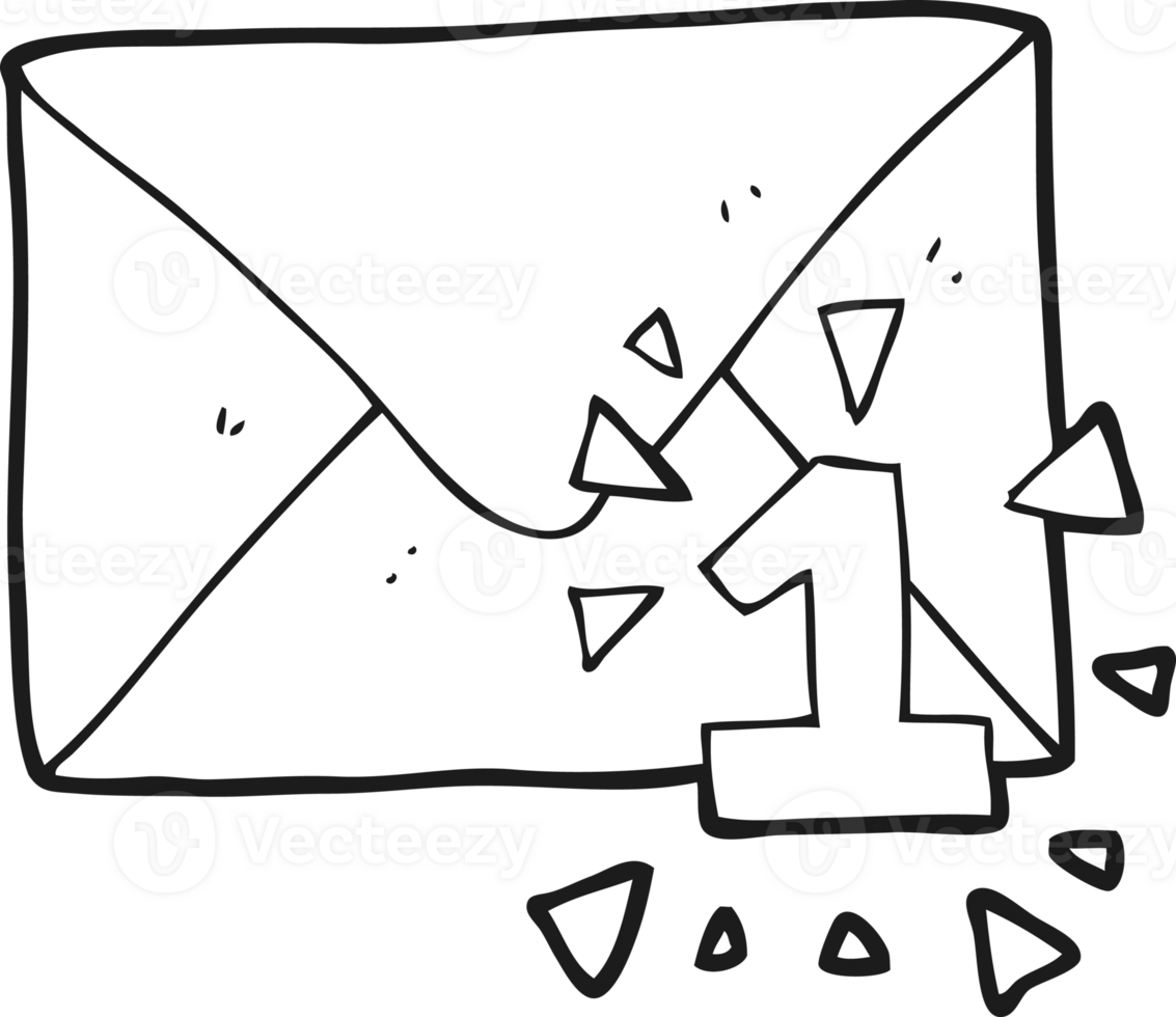 black and white cartoon email message png