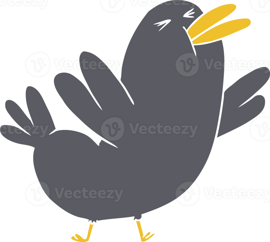 flat color style cartoon blackbird png
