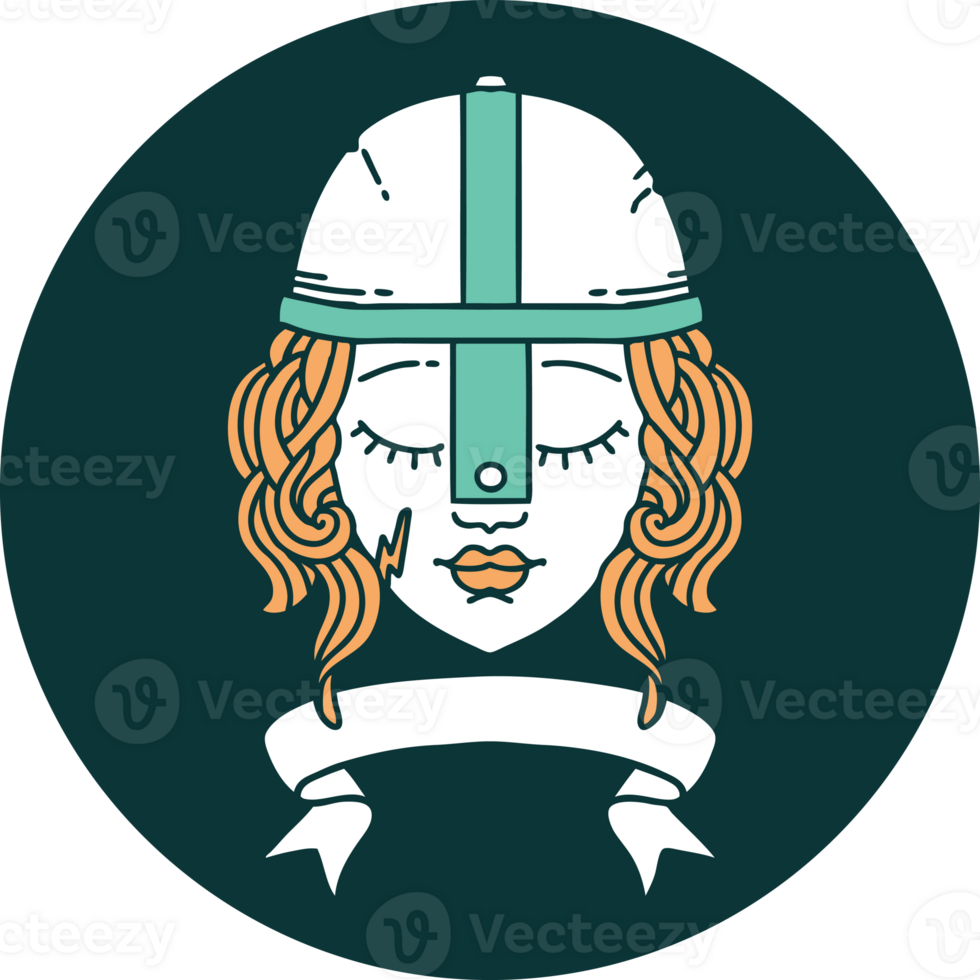 human fighter character with scroll banner icon png