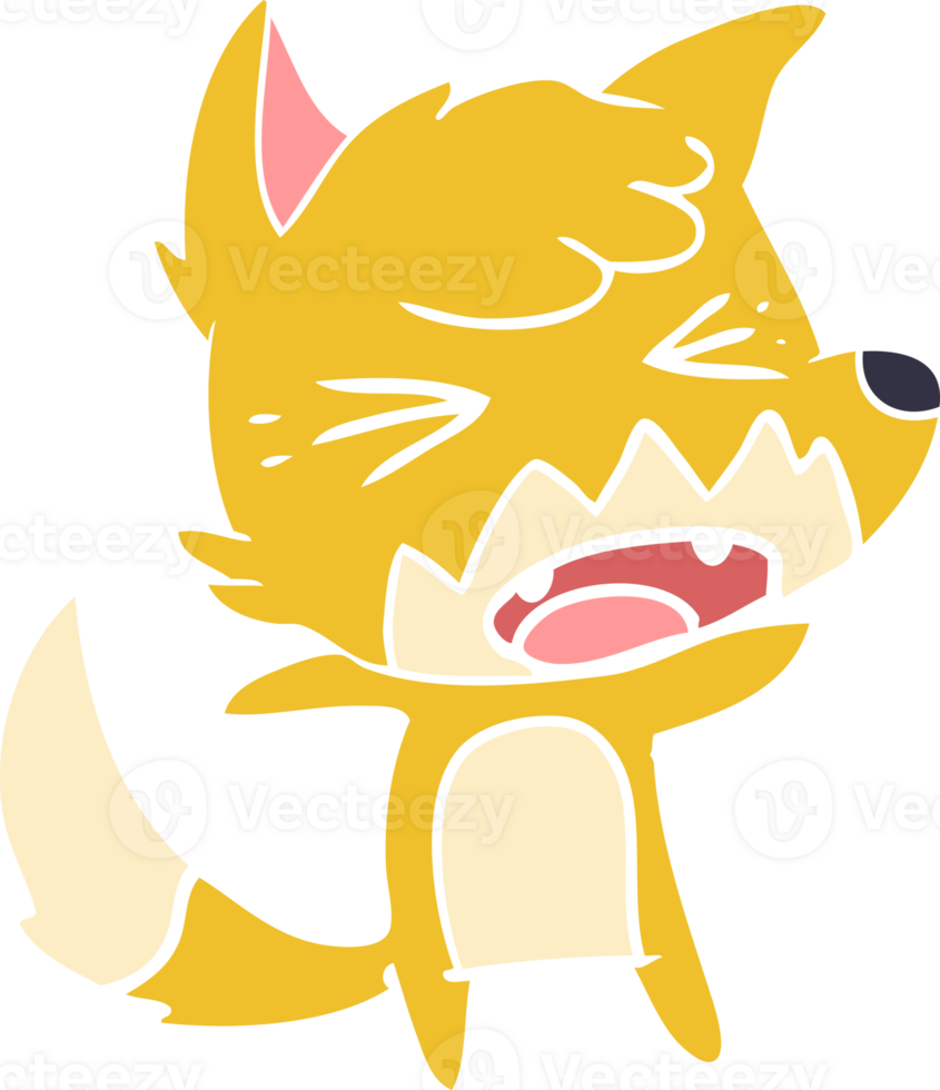 angry flat color style cartoon fox png