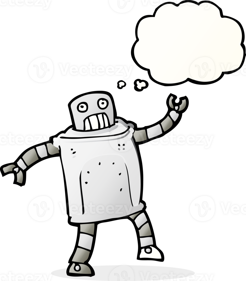 cartoon robot with thought bubble png