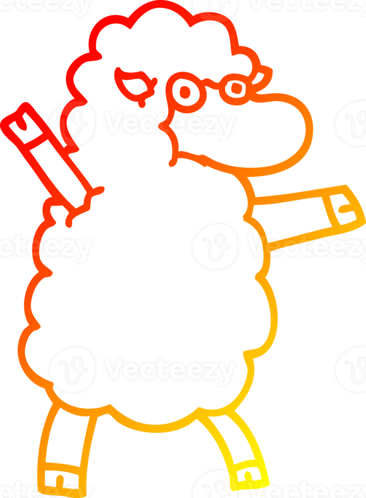 warm gradient line drawing cartoon black sheep png