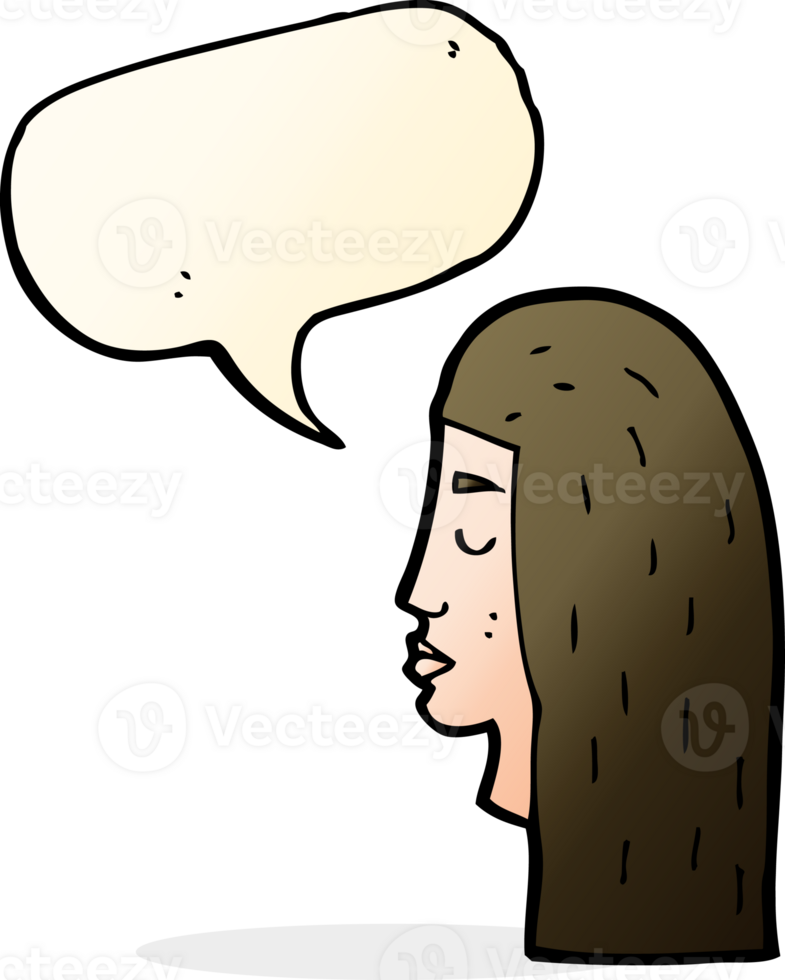 cartoon female face profile with speech bubble png