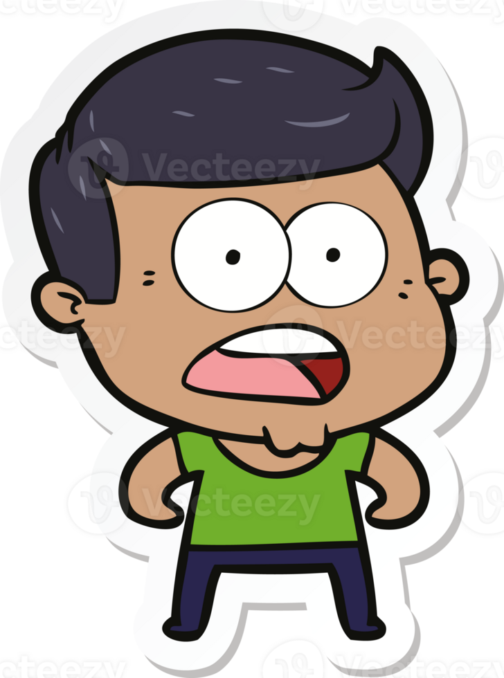 sticker of a cartoon shocked man png