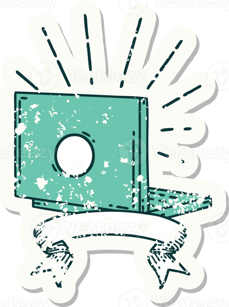 grunge sticker of tattoo style laptop computer png
