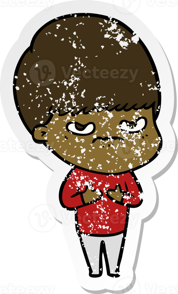 distressed sticker of a cartoon boy png