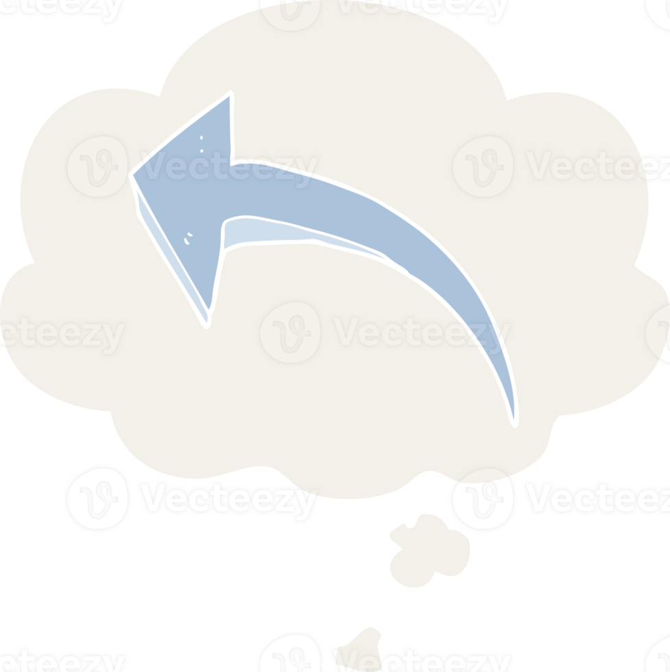 cartoon arrow and thought bubble in retro style png
