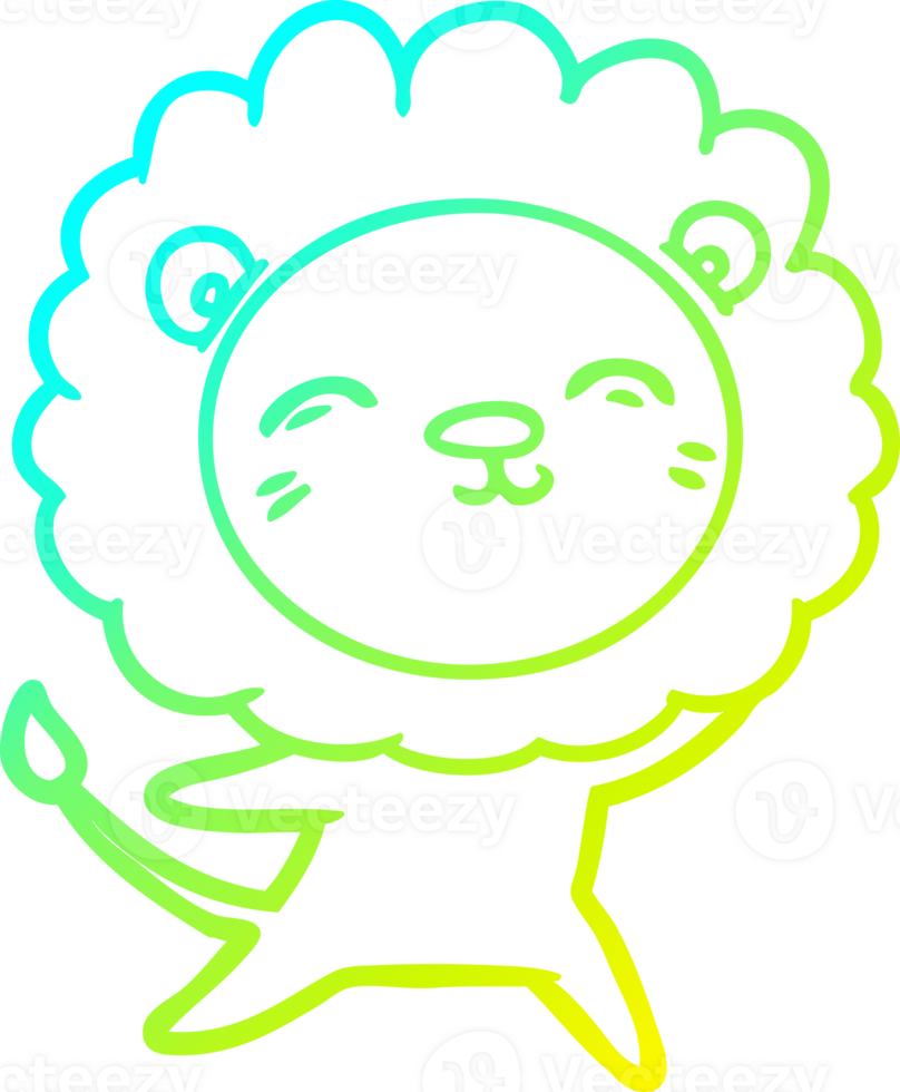 cold gradient line drawing cartoon lion png