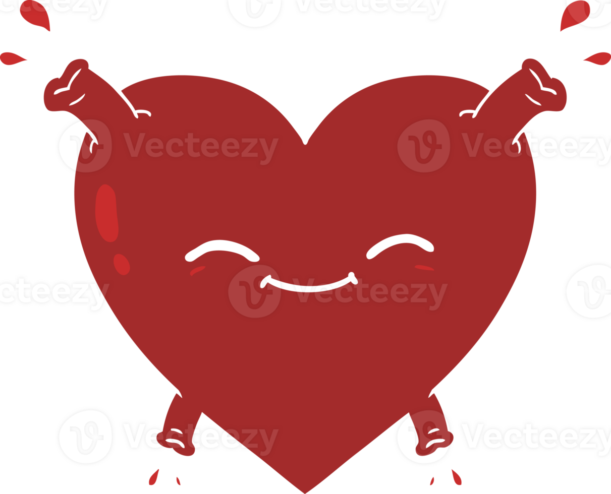 flat color style cartoon happy heart png