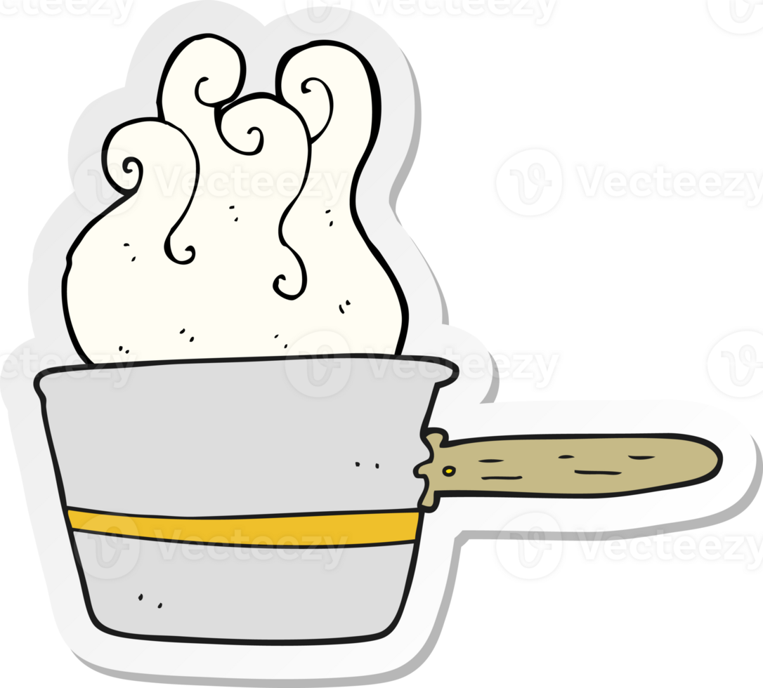 sticker of a cartoon saucepan cooking png
