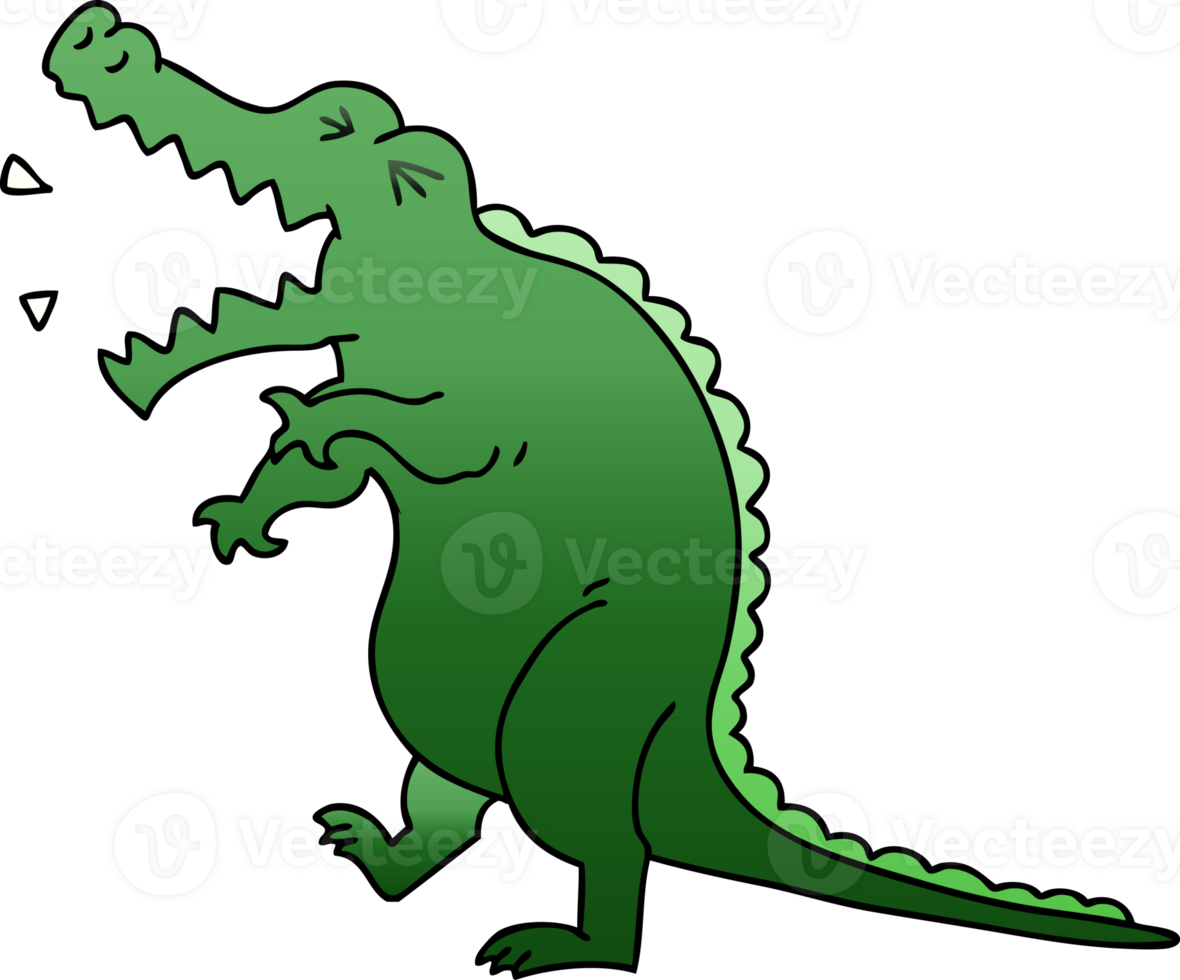 quirky gradient shaded cartoon crocodile png