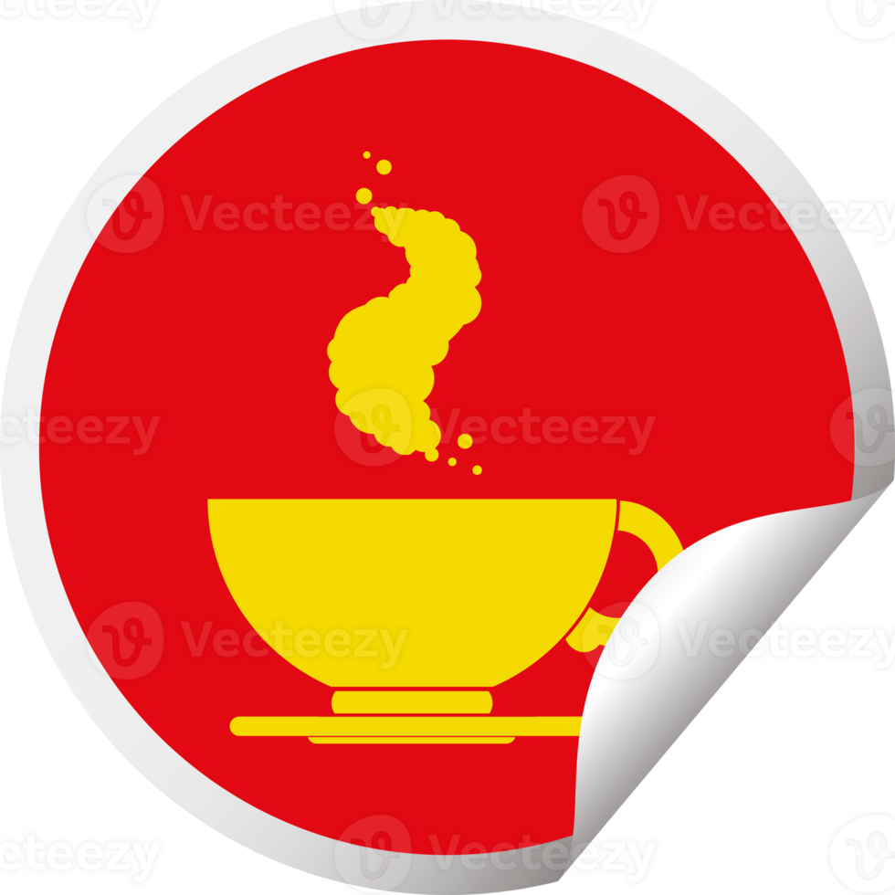 Coffee cup circular peeling sticker png
