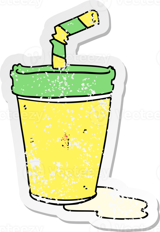 distressed sticker of a cute cartoon soda png