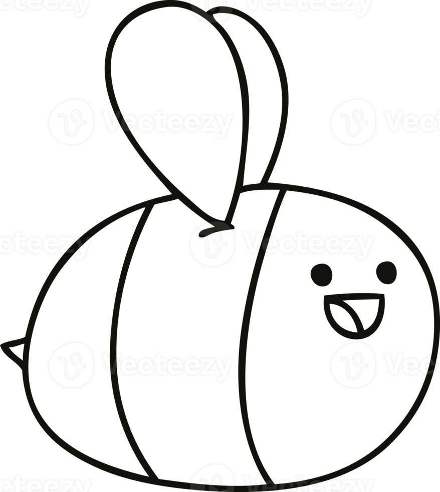 quirky line drawing cartoon bumblebee png