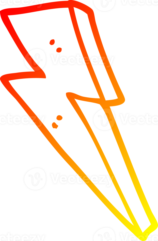 warm gradient line drawing cartoon lightning bolt png