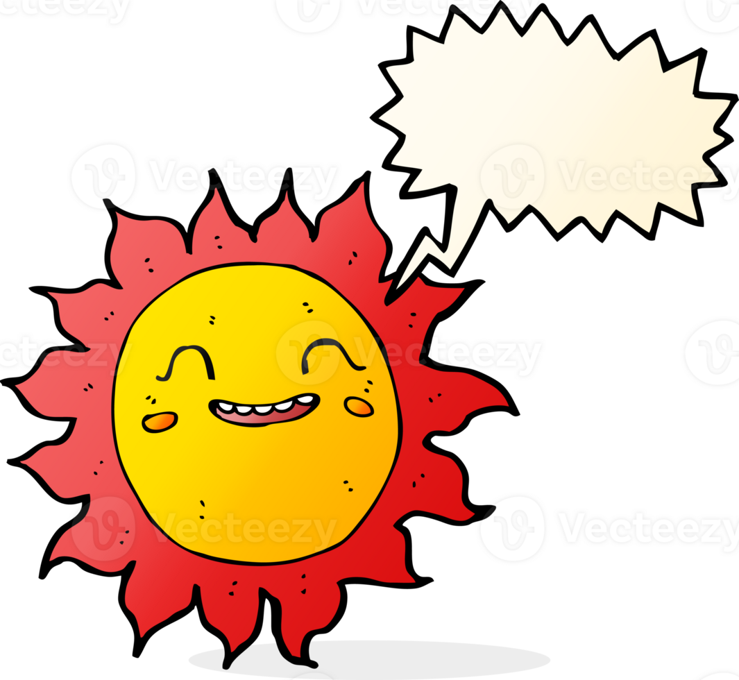cartoon happy sun with speech bubble png