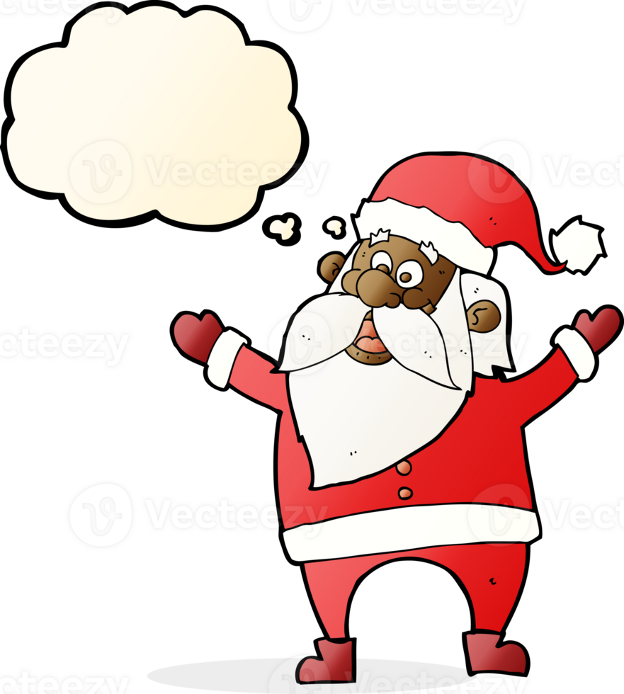 cartoon santa claus with thought bubble png