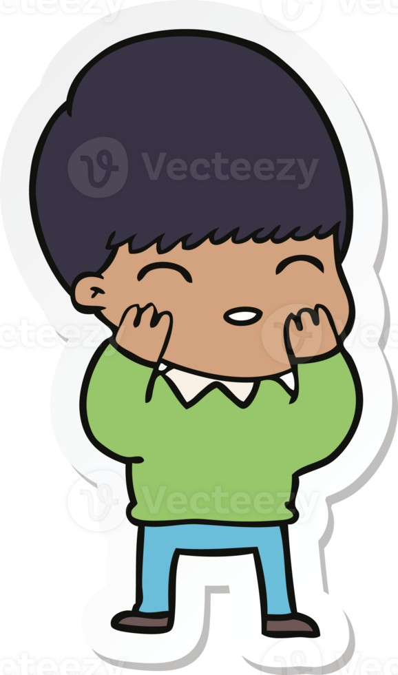 sticker of a happy cartoon boy png