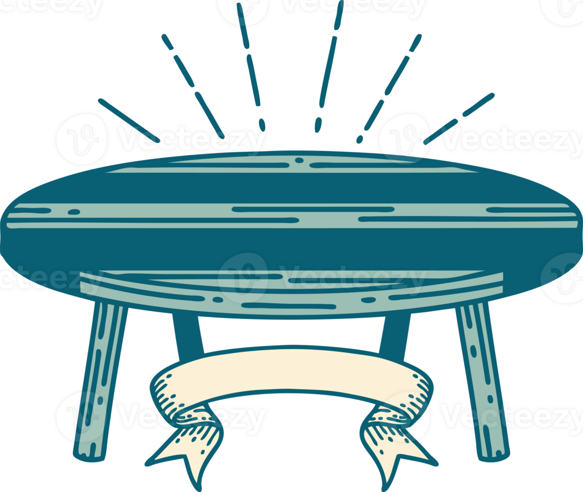 banner with tattoo style wood table png