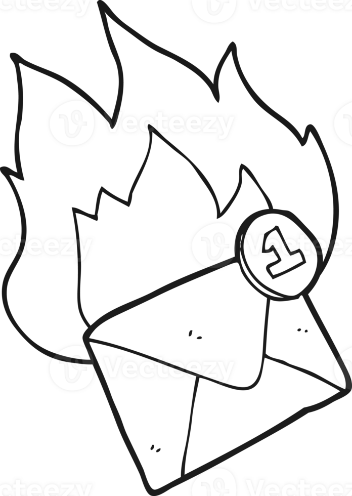 black and white cartoon email message png
