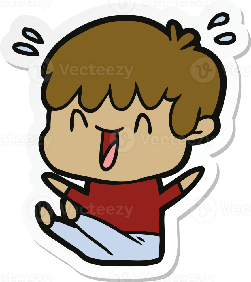 sticker of a cartoon laughing boy png