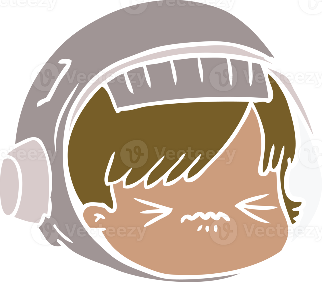 flat color style cartoon stressed astronaut face png