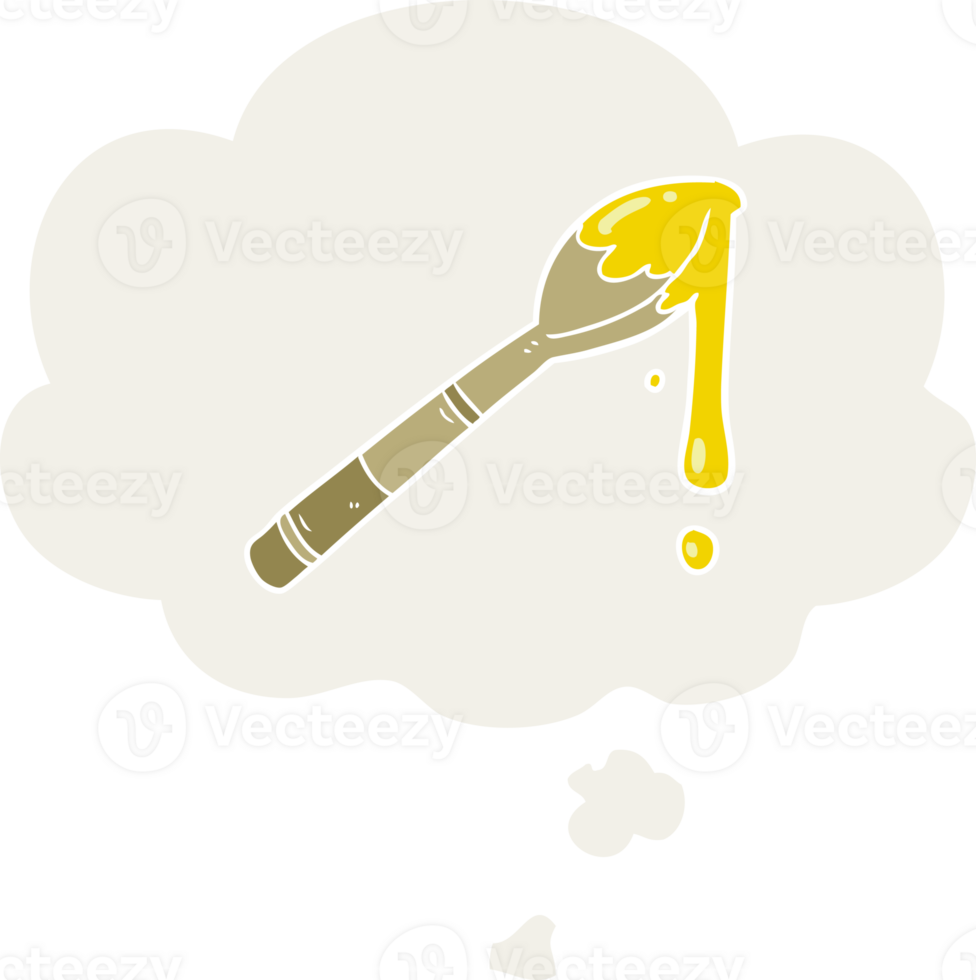 cartoon spoonful of honey and thought bubble in retro style png