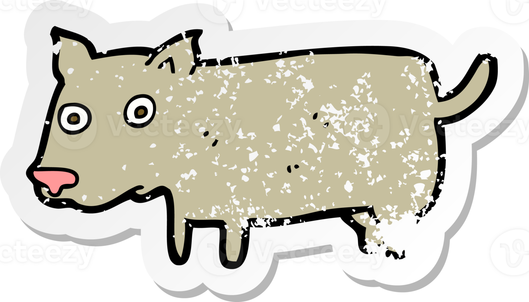 retro distressed sticker of a cartoon little dog png