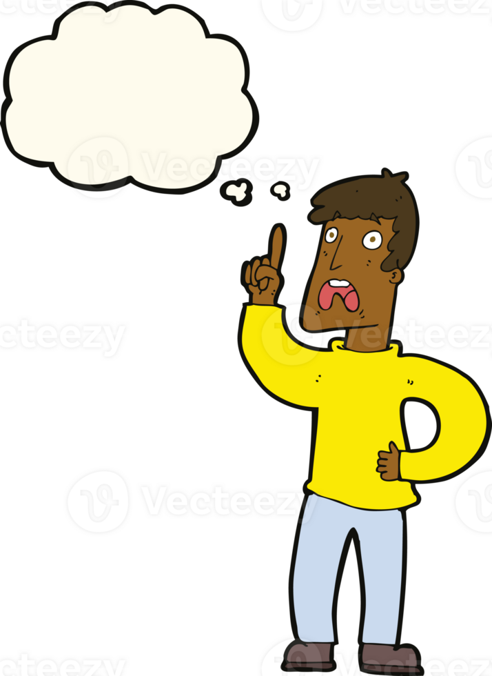 cartoon man with complaint with thought bubble png