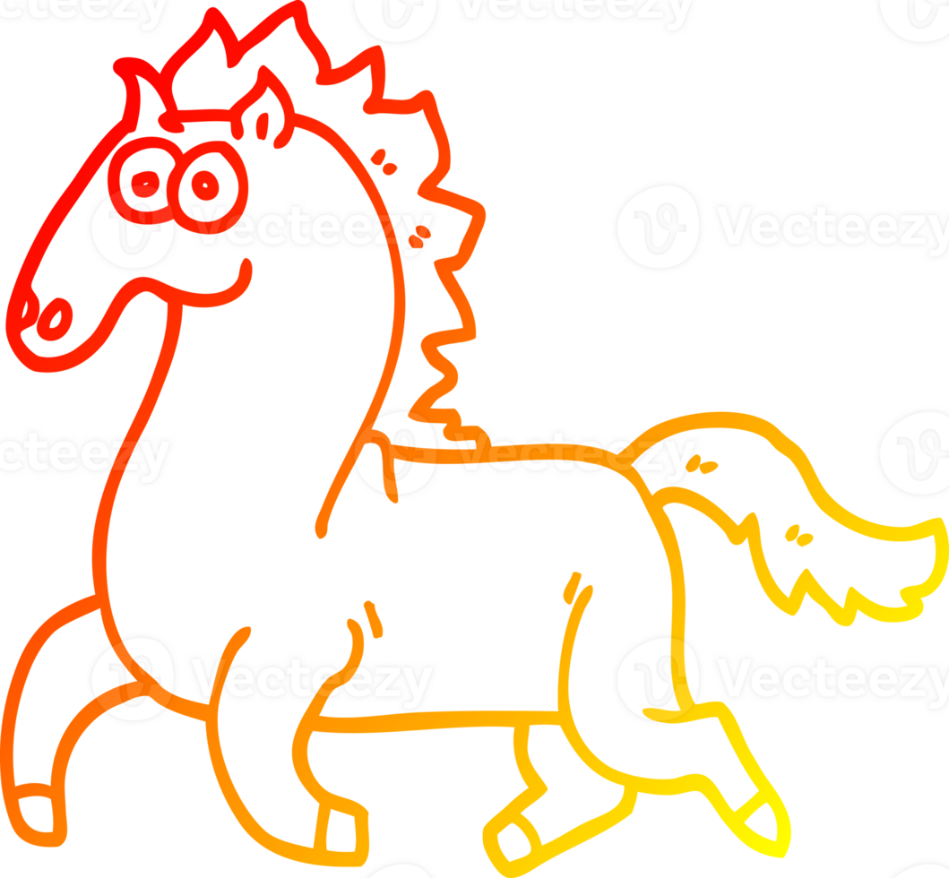 warm gradient line drawing cartoon running horse png