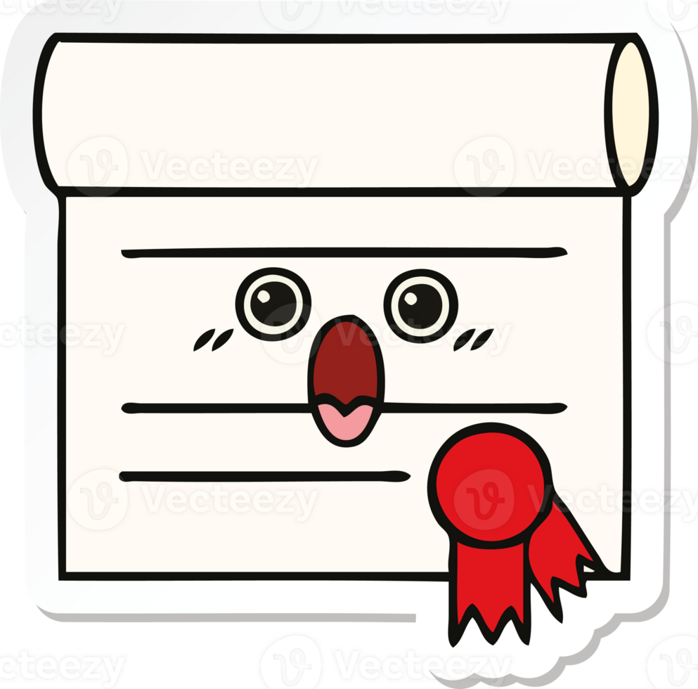 sticker of a cute cartoon certificate png