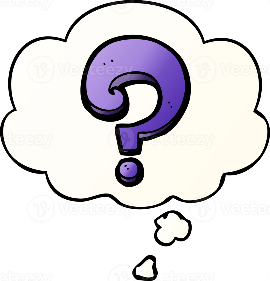 cartoon question mark and thought bubble in smooth gradient style png