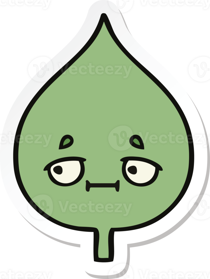 sticker of a cute cartoon expressional leaf png