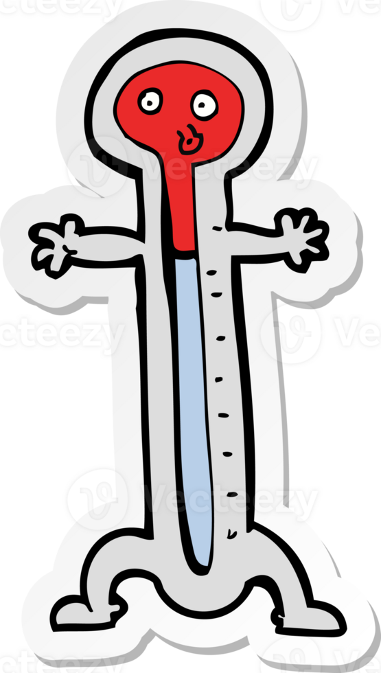 sticker of a cartoon thermometer png