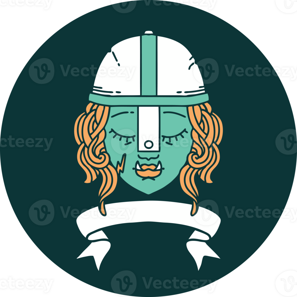 orc fighter character face with banner icon png