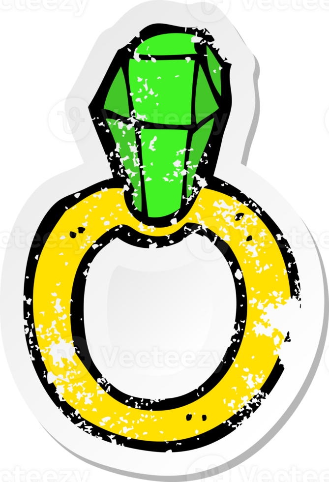 retro distressed sticker of a cartoon ruby ring png