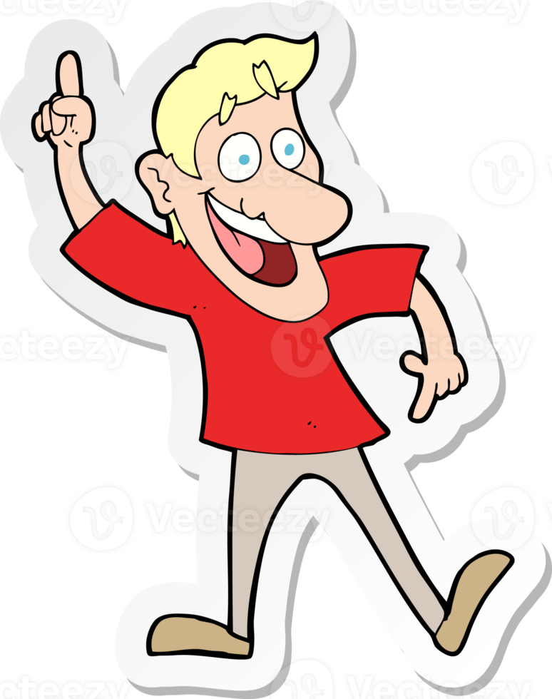 sticker of a cartoon man with great idea png