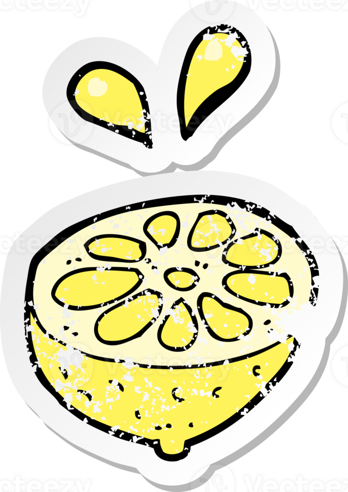 retro distressed sticker of a cartoon fresh lemon png