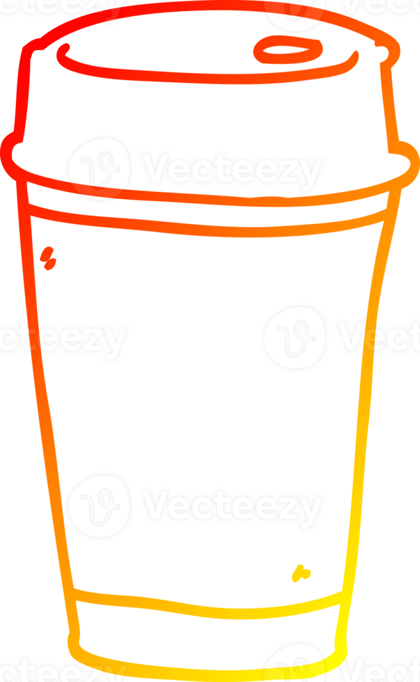 warm gradient line drawing cartoon coffee cup png