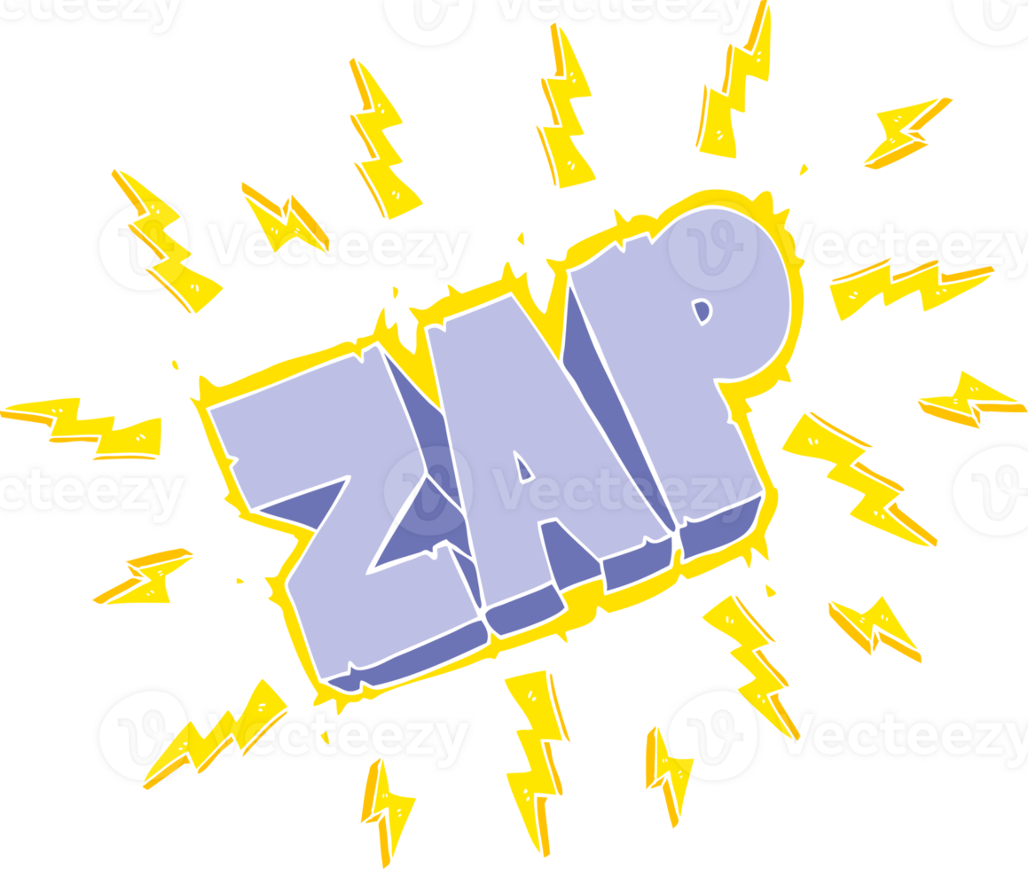 flat color illustration of a cartoon zap symbol png